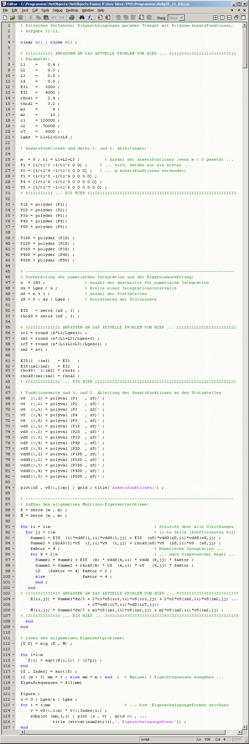 Matlab-Script Aufg32_11_Ritz.m