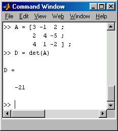 Beispiel: Determinantenberechnung mit Matlab