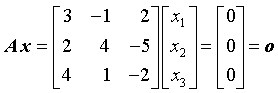 Beispiel eines homogenen Gleichungssystems mit regulrer Koeffizientenmatrix