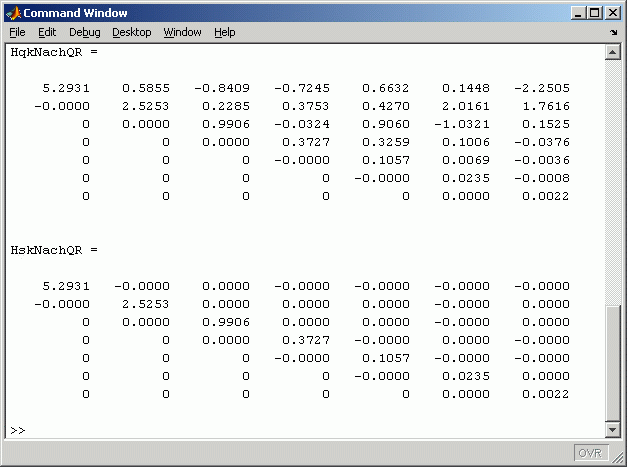 Ergebnis der QR-Iteration (Schursche Formen) fr eine unsymmetrische bzw. eine symmetrische Matrix