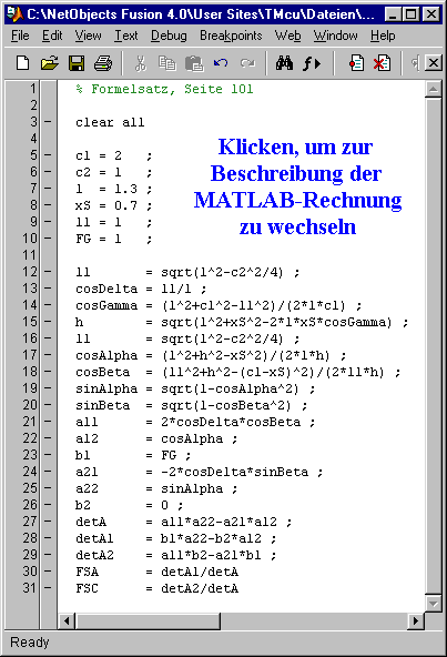 Zur Rechnung mit MATLAB