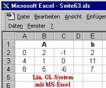 Lin. Gl.-System
mit MS-Excel