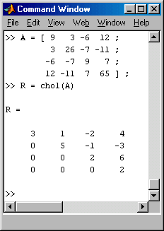 Script fr die Cholesky-Zerlegung  einer symmetrischen Matrix mit  Matlab